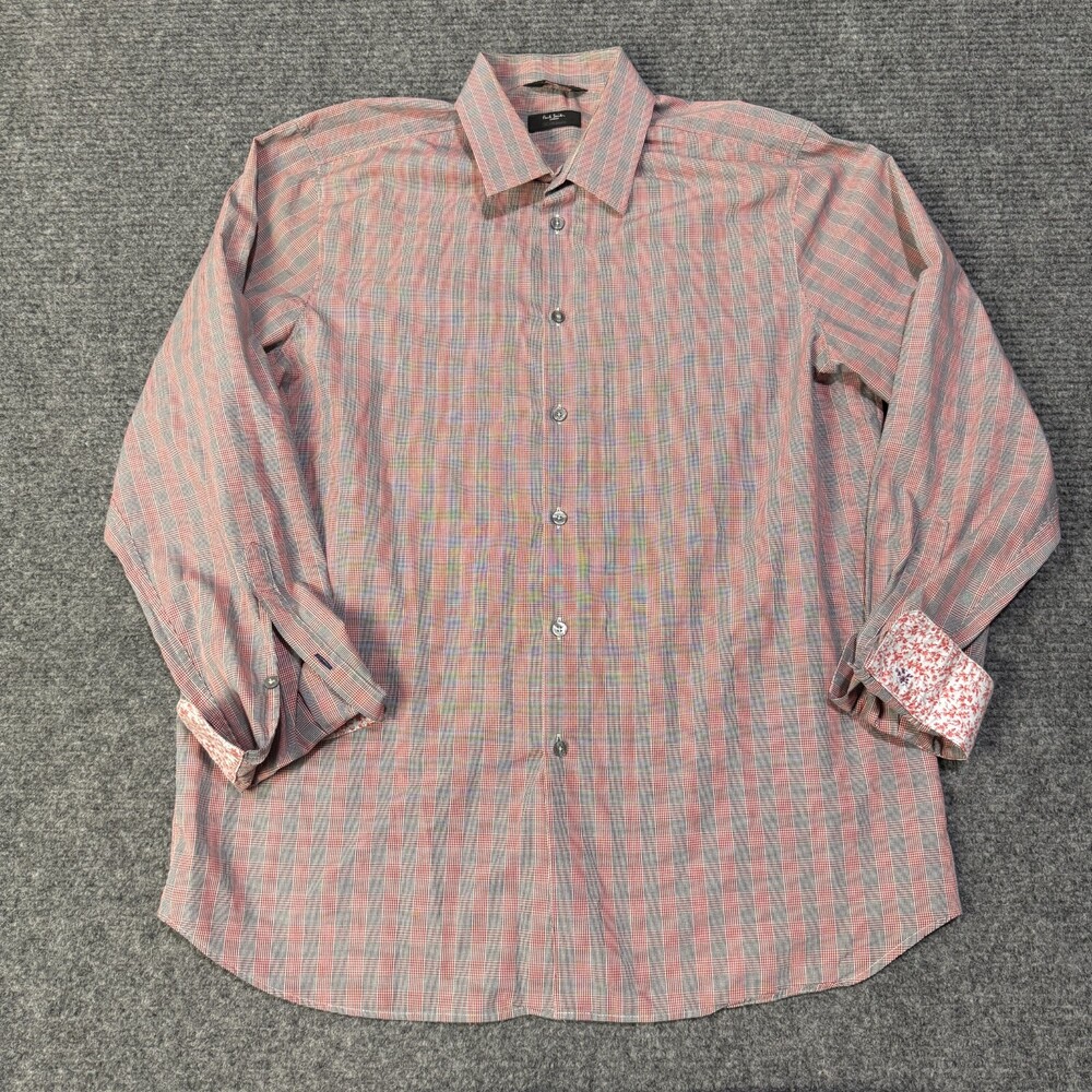 Paul Smith London Westbourne Shirt Mens 17.5 43 Red Check Long Sleeve Italy